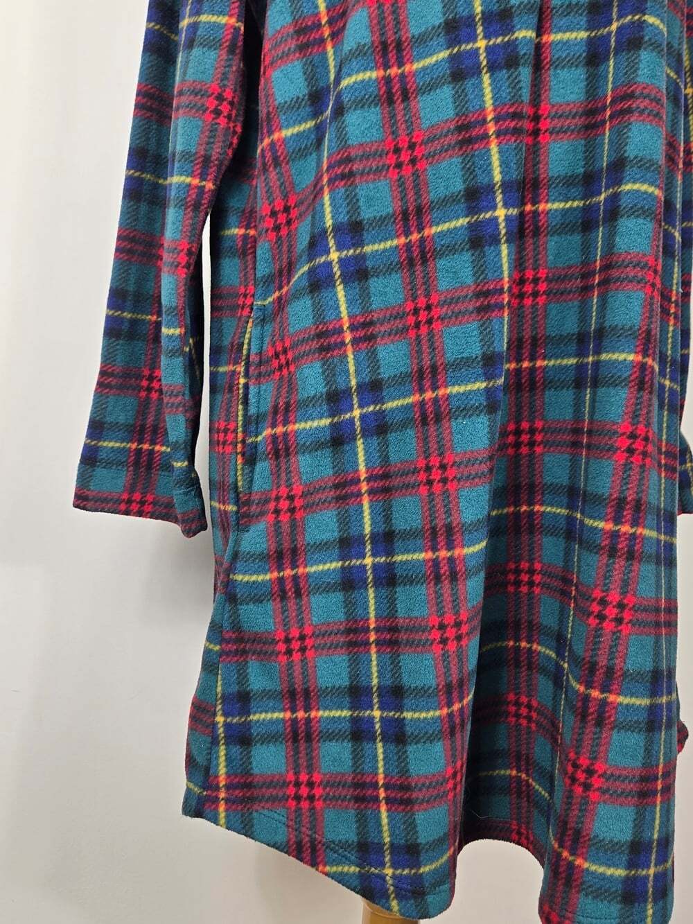 Lauren Ralph Lauren Plaid Fleece Nightshirt M Tartan Preppy Sleepwear Robe - Picture 4 of 9